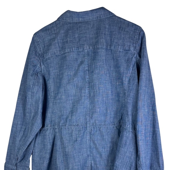 Talbots Jacket Coat Sz XL 14 16 Chambray Blue Twill Utility Safari Stretch - Picture 3 of 5
